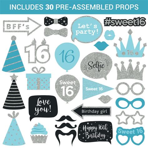 Sweet 16 Photo Booth Props FULLY ASSEMBLED 16th Birthday - Etsy