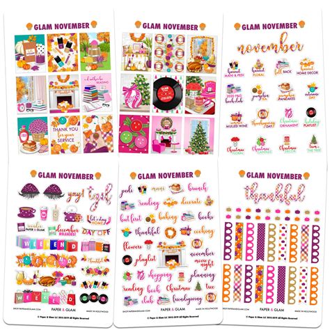 Glam November Digital Planner Stickers – Paper & Glam | Planners, Stickers, & Seasonal Living