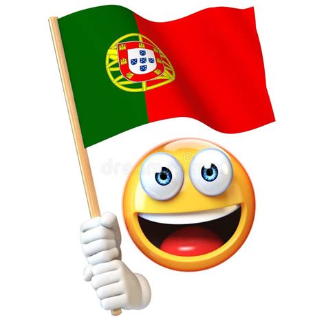 Emoji Holding Portuguese Flag, Emoticon Waving National Flag of ...