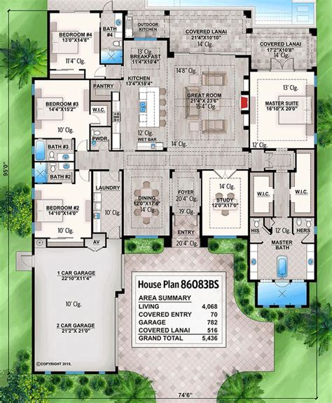 Plan 86083BS: One-Level Beach House Plan with Open-Concept Floor Plan ...