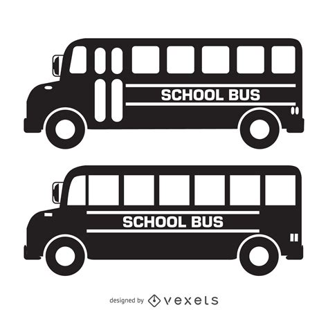 Isolated School Bus Silhouettes Vector Download