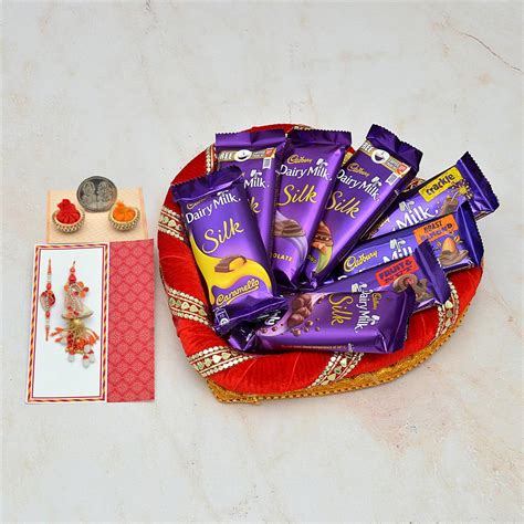 Rakhi Chocolate Thali - 8 Dairy Milk Chocolates in a Thali & Rakhi | Rakhi Thali