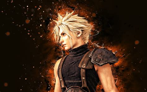 Cloud Strife, brown neon lights, Final Fantasy, creative, Cloud, Final Fantasy VII Remake, HD ...