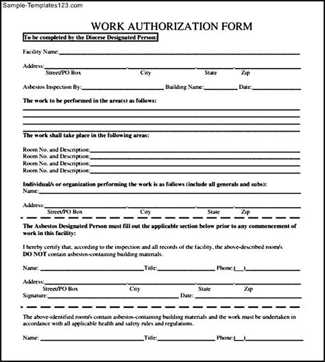 Contractor Work Authorization Template