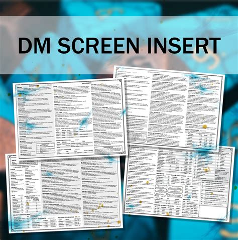 D&D Printable Dungeon Master Screen Insert - Etsy Canada