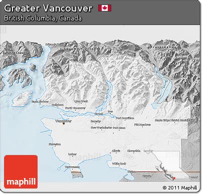 Free Gray 3D Map of Greater Vancouver