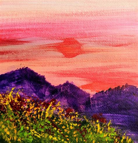 Purple Mountain Majesty (with easel) Painting by Katy Tackes | Saatchi Art