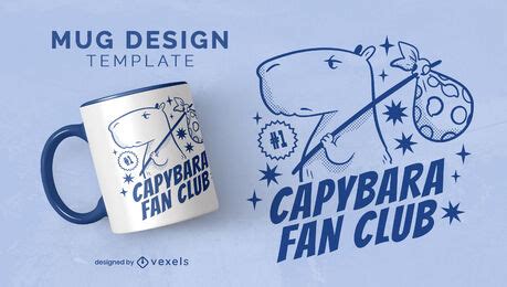 Capybara Fan Club Mug Design Vector Download