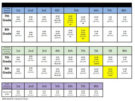 REGULAR AND EARLY DISMISSAL SCHEDULE | Upper Grade Center