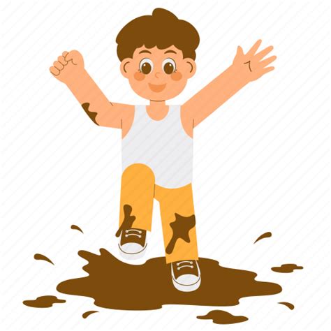 Kid, playing, mud, boy, child, happy, childhood icon - Download on ...