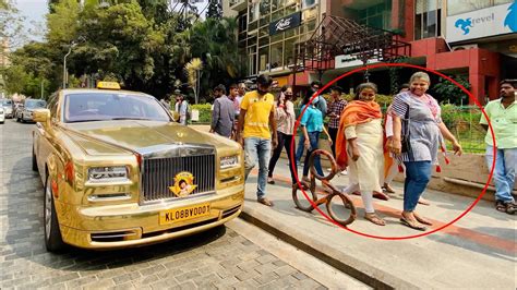 Gold TAXI ROLLS-ROYCE in BUSY INDIAN STREET | REACTIONS | Boby ...