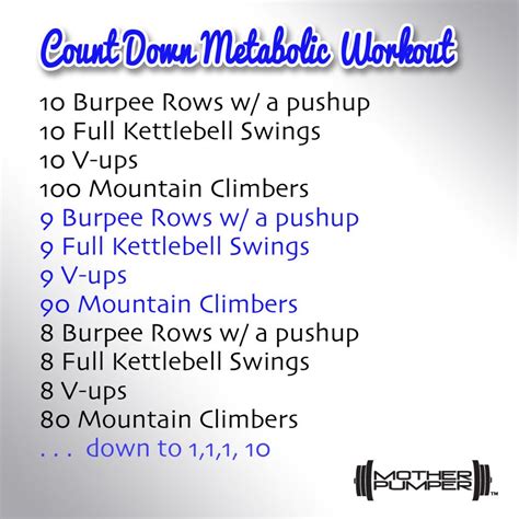 Pin by Mother Pumper on Workouts | Metabolic conditioning workout ...