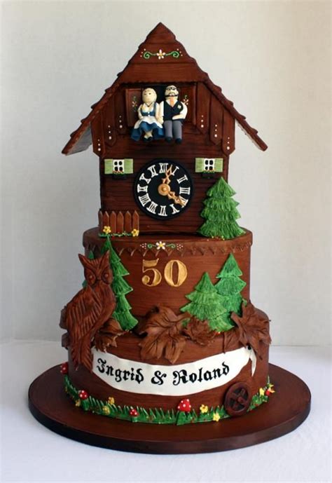 German Themed Cuckoo Clock Cake ~ 50th Wedding Anniversary | 50th wedding anniversary cakes ...