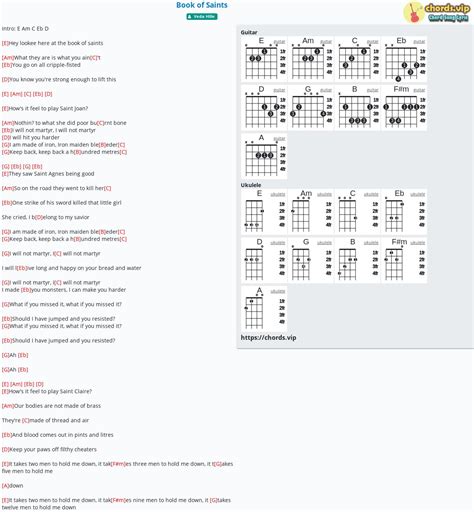 Chord: Book of Saints - tab, song lyric, sheet, guitar, ukulele | chords.vip