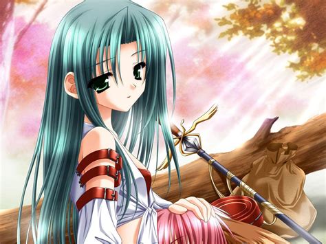 Download Beautiful Anime Woman With Green Hair Wallpaper | Wallpapers.com