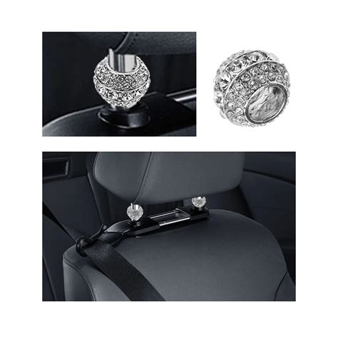 Bling Icy Crystal Car Seat Headrest Collar Decor Seat Rod Diamond Ring ...