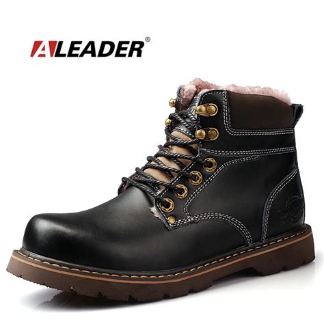 Aleader New High Quality Snow Boots Men Waterproof Work Boots Rubber ...