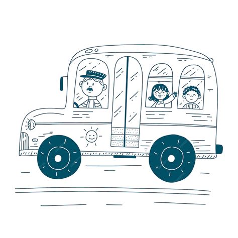 Free Vector | Hand drawn school bus driver cartoon illustration