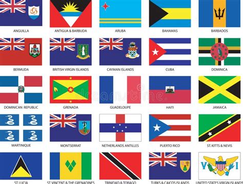 Complete Set of 25 Caribbean Flags Stock Vector - Illustration of ...