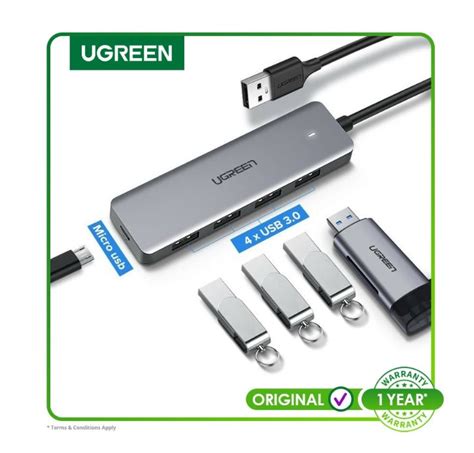 Jual Ugreen USB 3.0 Hub 4 port Metal plate Slim - 50985 - Batamkamera.com