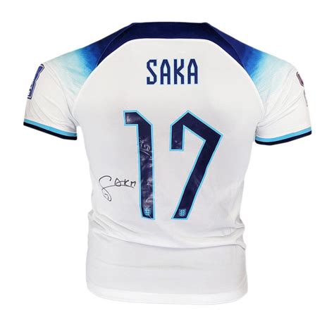 Bukayo Saka Signed Authentic England Home Soccer Jersey (JSA) — RSA