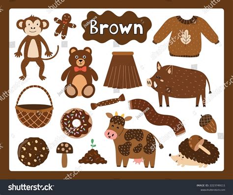 Set Brown Color Objects Primary Colors Stock Vector (Royalty Free) 2223749111 | Shutterstock