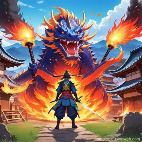 Samurai Slime Dragon with Longsword at Burning Village | Stable ...