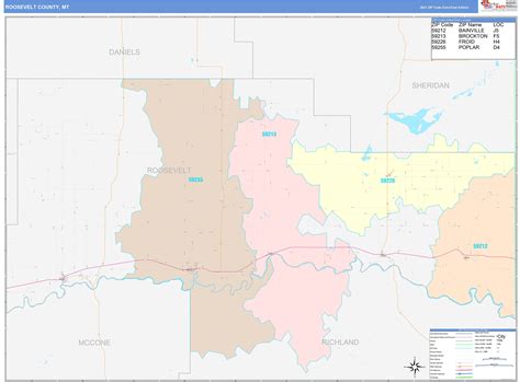 Roosevelt County, MT Wall Map Color Cast Style by MarketMAPS - MapSales