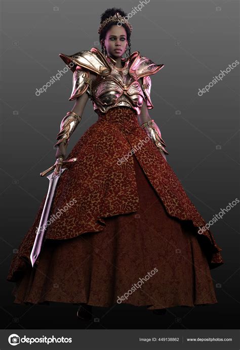 Fantasy Poc Young Queen Red Gown Armor Stock Photo by ©Ravven 449138862