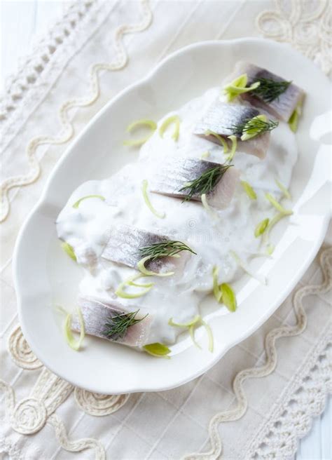 Herring in Cream Sauce stock image. Image of lunch, bright - 175871599