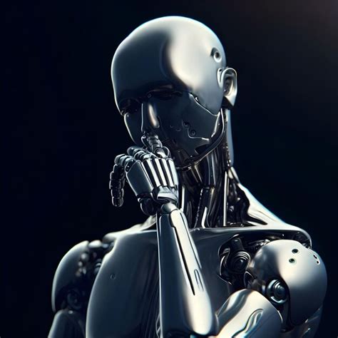 Premium AI Image | 3D Illustration of a metallic robot with a dark ...