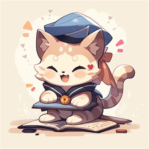 Premium AI Image | cute cat with school