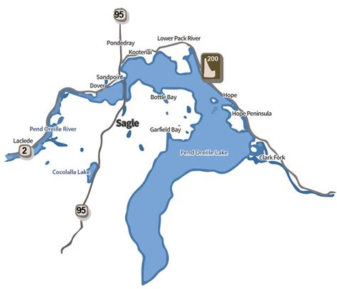 Lake Pend Oreille Map - Sagle, Idaho | Lake pend oreille, Sandpoint idaho, Idaho