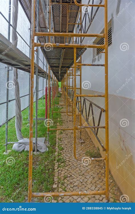 Scaffolding for House Painting. Stock Image - Image of site, green ...