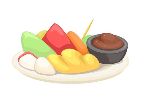 Rujak is fruit salad with peanut sauce popular in asian cartoon illustration vector 13187188 ...