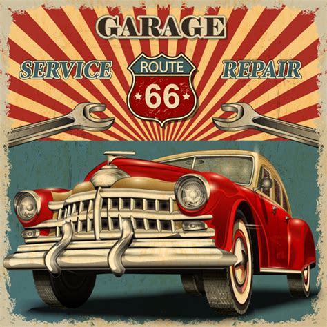 Car posters vintage style vector Free vector in Adobe Illustrator ai ( .ai ) vector illustration ...