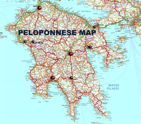 Road Map of Peloponnese