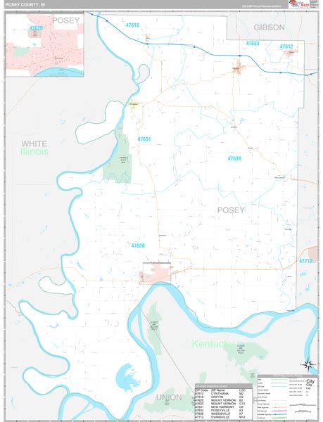 Posey County, IN Wall Map Premium Style by MarketMAPS - MapSales