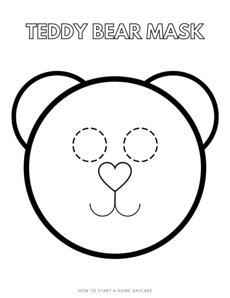 Teddy Bear Mask Printable - HOW TO START A HOME DAYCARE