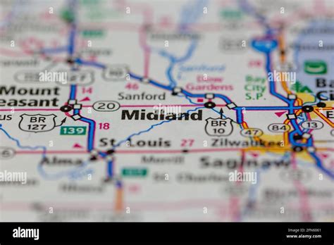 Midland Michigan USA shown on a Geography map or road map Stock Photo ...