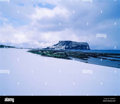 Jeju Island snow scene at sunrise peak winter Stock Photo - Alamy