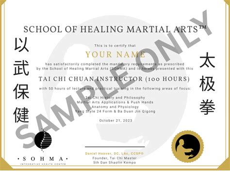 Tai Chi Instructor Certification Course - SOHMA Integrative Medicine