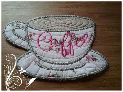 Coffee mat. Freebie design from Kreative Kiwi embroidery