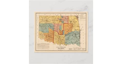 Map of Indian Territory and Oklahoma (1890) Postcard | Zazzle