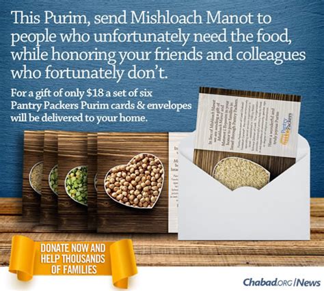 Colel Chabad Purim Cards Provide Gifts for Poor in Israel - New Pantry Packers program is ...