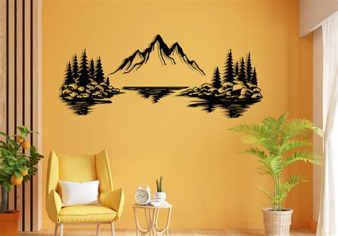 Mountain, Trees, Rocks, Forest and Lake Metal Wall Art / Nature and ...