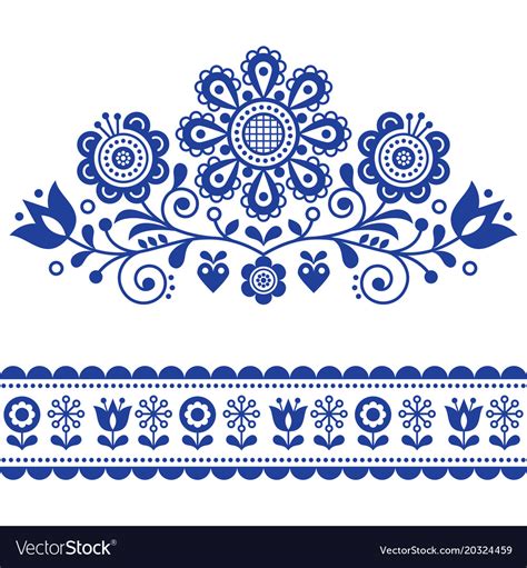 Scandinavian folk art pattern with flowers Vector Image