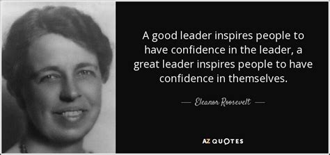 Eleanor Roosevelt quote: A good leader inspires people to have confidence in the...