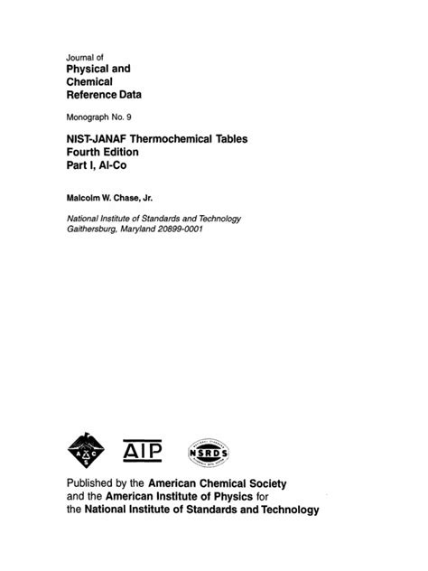 JPCRDM9 - NIST-JANAF Thermochemical Tables, 4th Edition