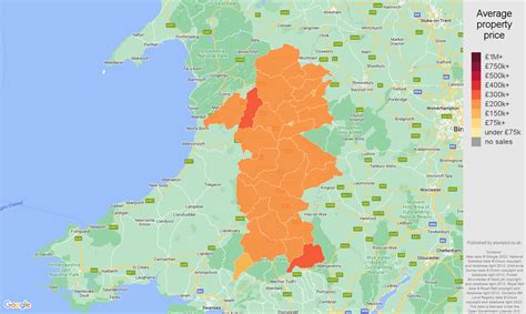 Powys house prices in maps and graphs. October 2024